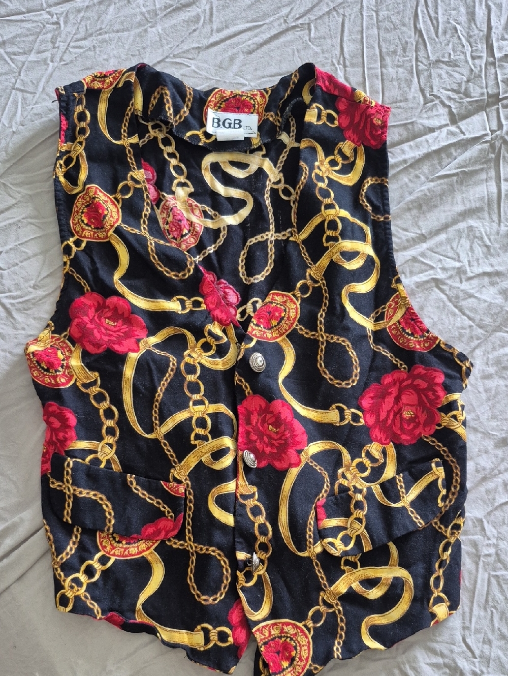 BGB Black Floral & Chain Print Vest
